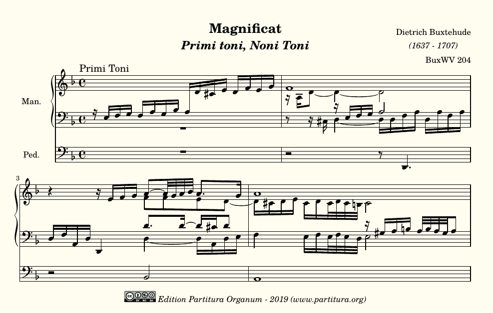 Partitura Organum Dietrich Buxtehude Magnificat Buxwv 204