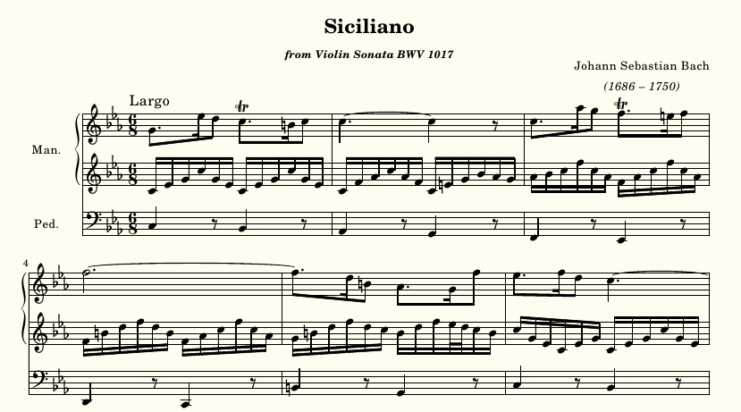 Siciliana by Bach BWV 1031 Transcription for Violin and Piano