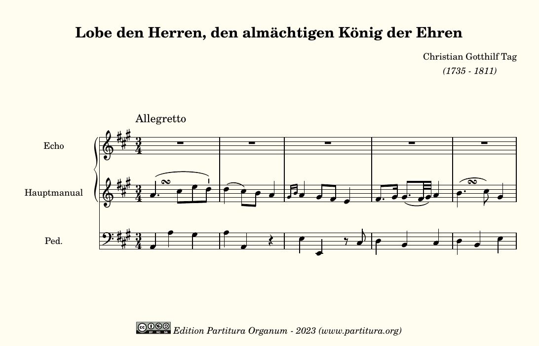 Christian Gotthilf Tag, Lobe den Herren Partitura Organum